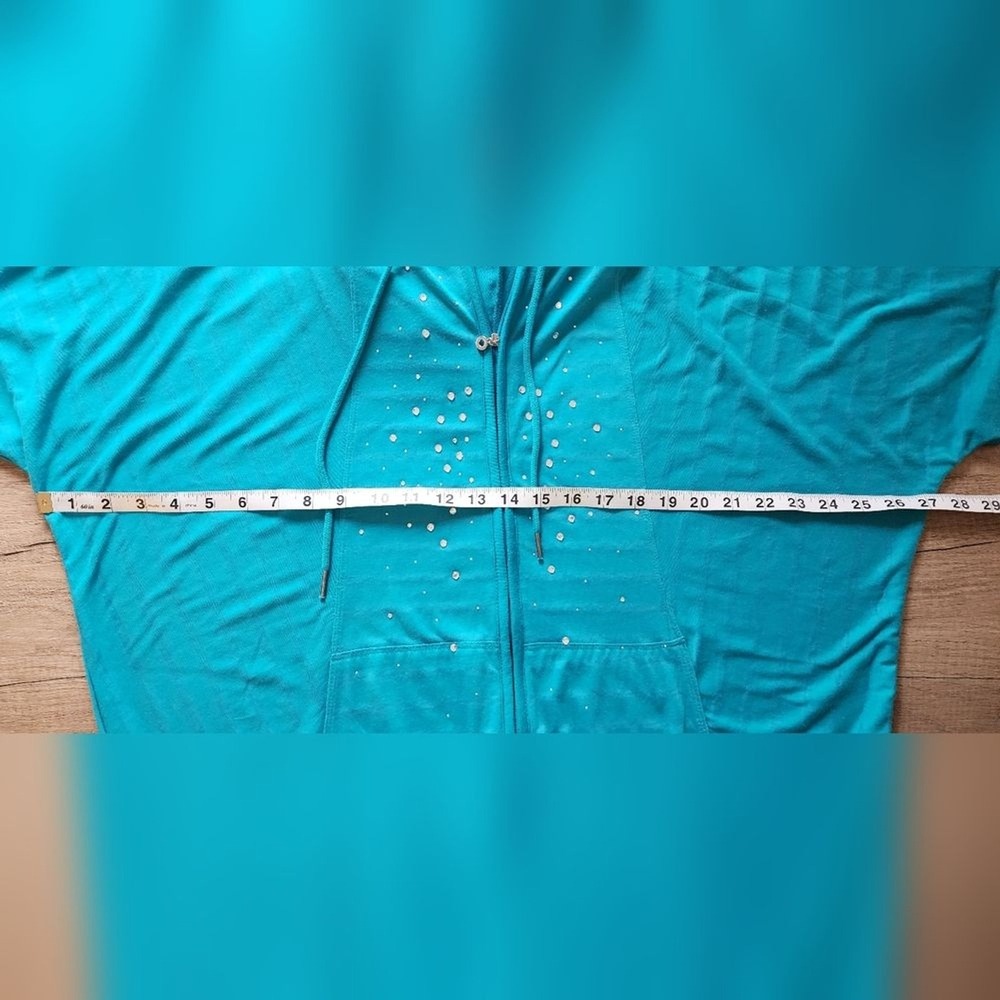 Onque‎ Woman Turquoise Hoodie  With Rhinestones Women's 1X - Picture 4 of 7